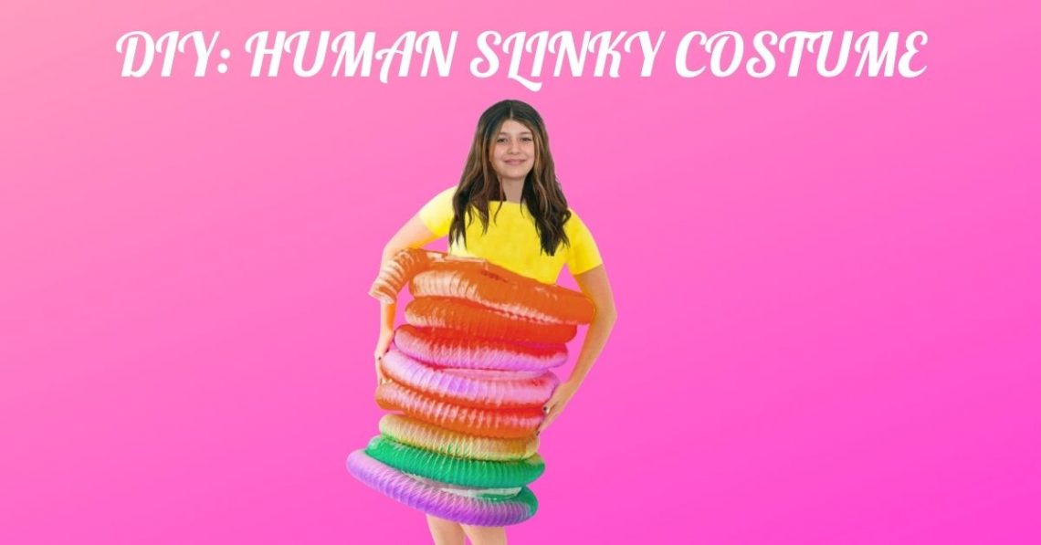 Girl wearing handmade slinky costume